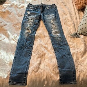 American Eagle Outfitters Men's Distressed Skinny Jeans - Blue